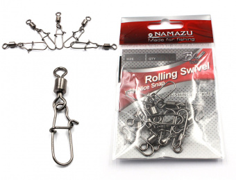 Вертлюг с застежкой Namazu Rolling Swivel With Nice Snap, р. 6